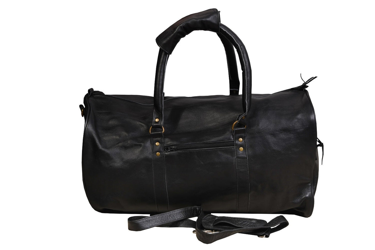 Noir Voyager Full-Grain Leather Weekender Travel Bag