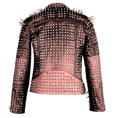 Blush Reign Spiked Leather Brando Jacket