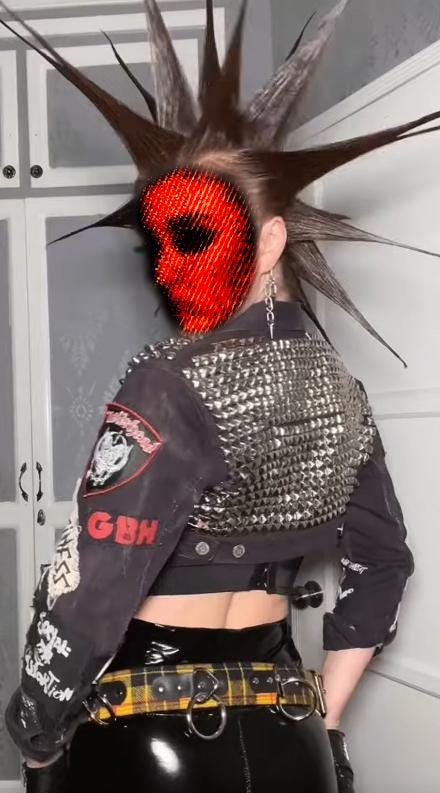 Cropped Studded Black Denim Punk Jacket