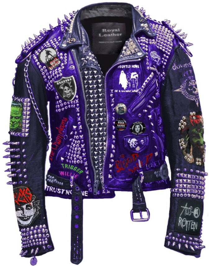 Midnight Anarchy Patchwork Studded Leather Jacket
