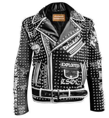 Studwork Patch Leather Jacket