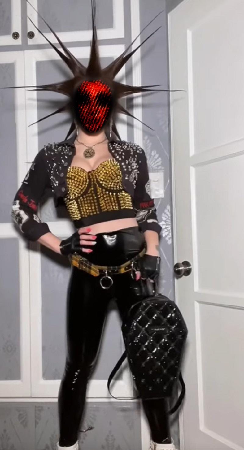 Cropped Studded Black Denim Punk Jacket