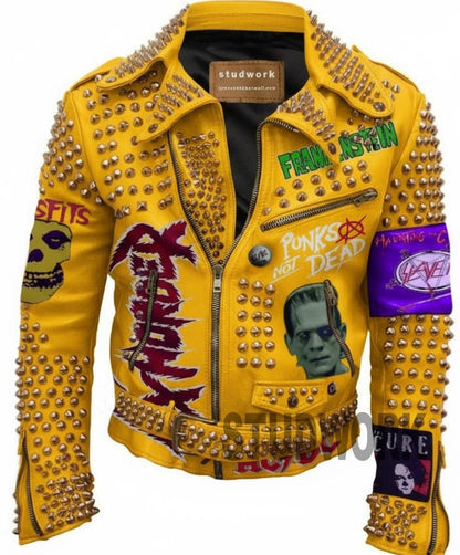 Sun Riot Gold-Studded Punk Leather Jacket