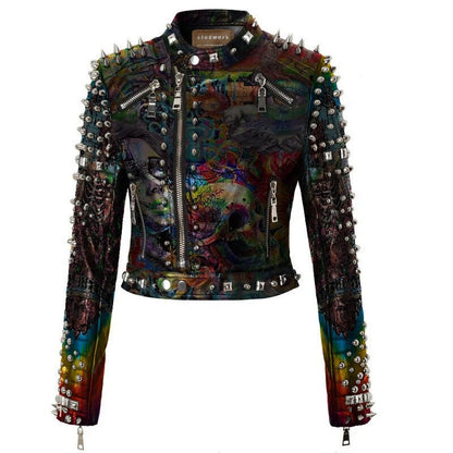 Punk Multicolor Printed Outfit Jacket