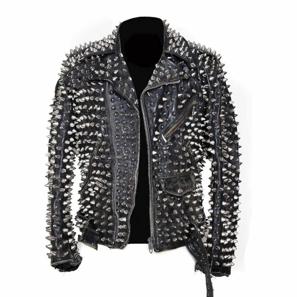 Steel Siren Heavy-Spike Studded Leather Jacket