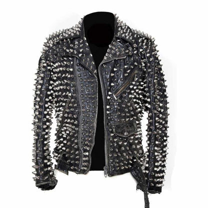 Steel Siren Heavy-Spike Studded Leather Jacket