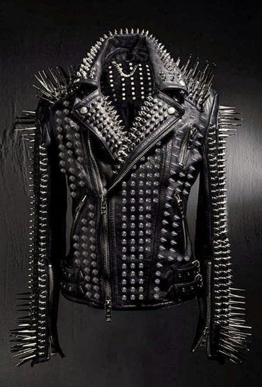 Iron Cathedral Long-Spike Studded Leather Jacket