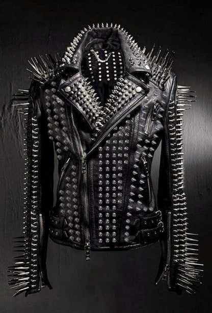 Iron Cathedral Long-Spike Studded Leather Jacket