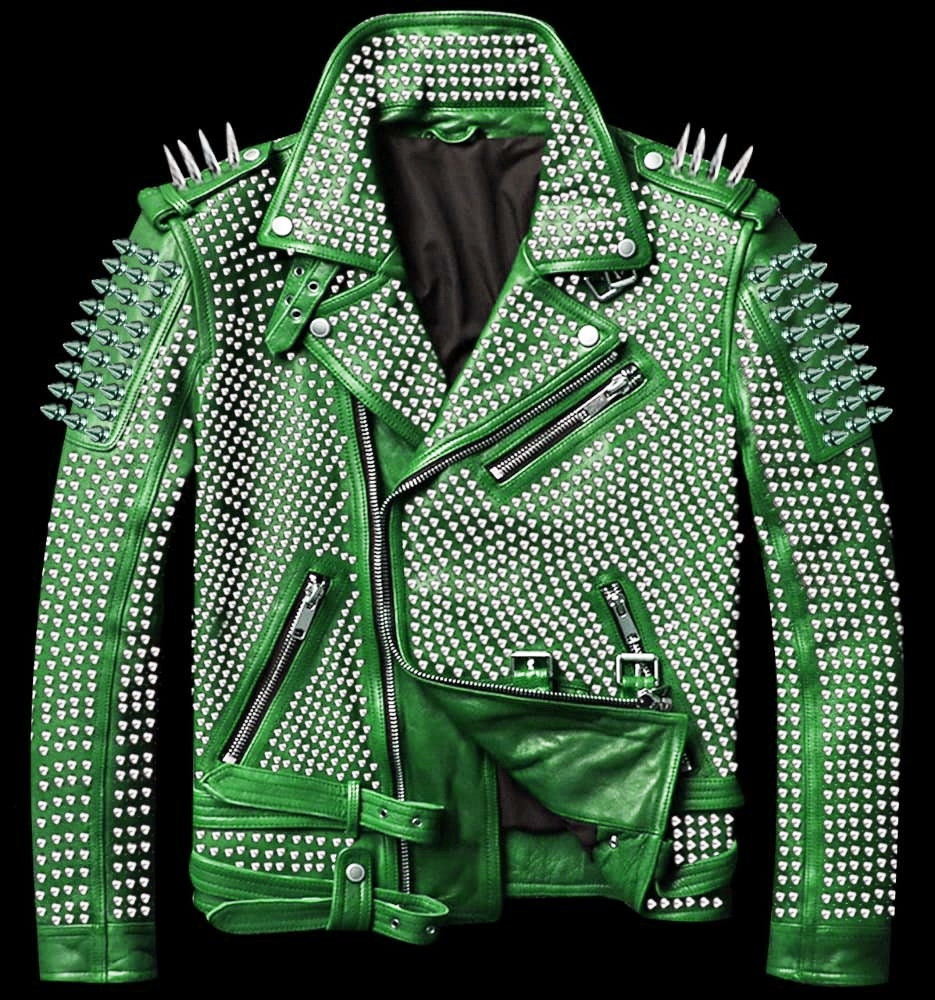 Genuine Cowhide Studded Leather Jacket