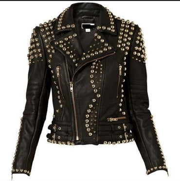 Silver Studded  Leather Jacket