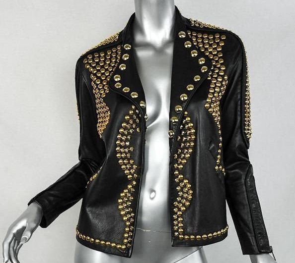 Gilded Voltage Studded Leather Jacket