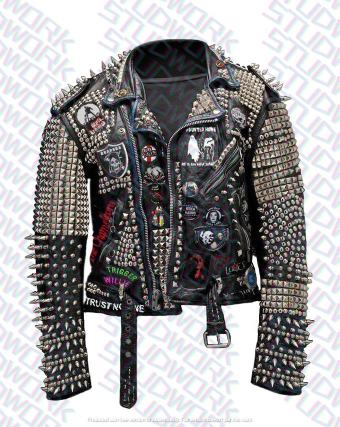 Handmade Gothic Punk Brando Studded Leather Jacket