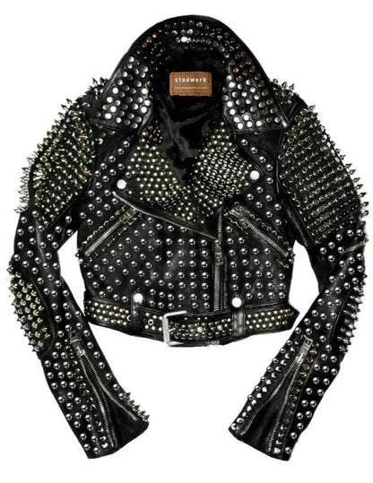 Silver Studded Brando Leather Jacket
