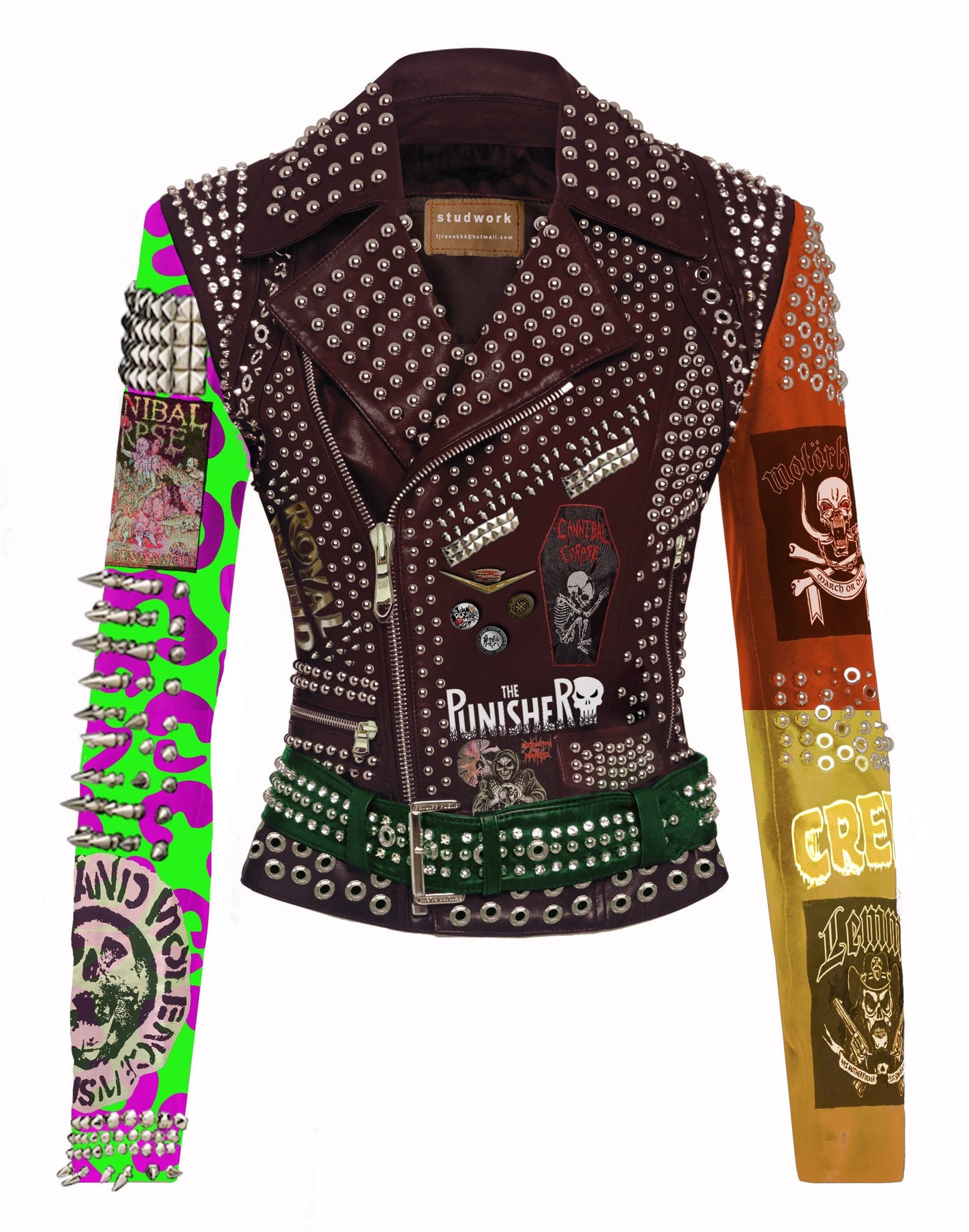 Heavy Studded Punk Rock Patchwork Jacket