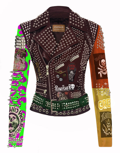 Heavy Studded Punk Rock Patchwork Jacket