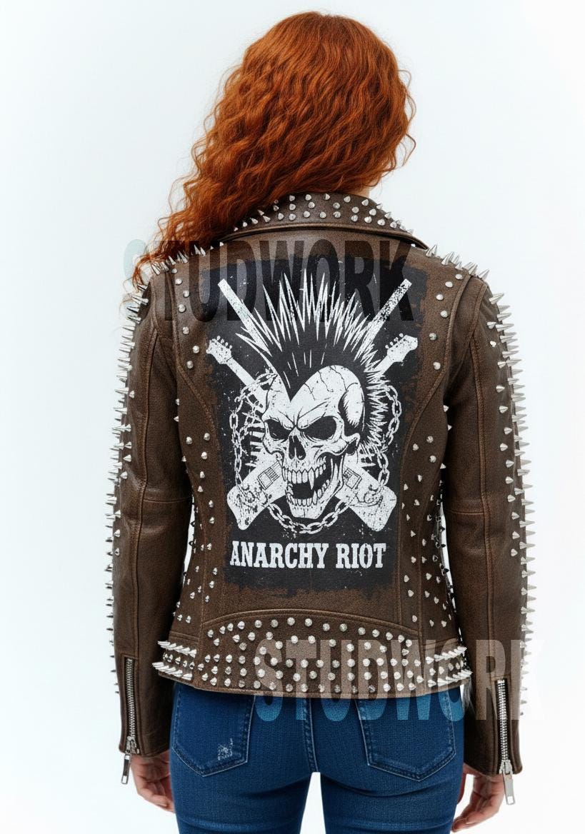 Ironwood Anarchy Riot Cone-Spike Brando Leather Jacket