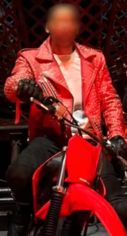 Red Studded Brando Leather Jacket