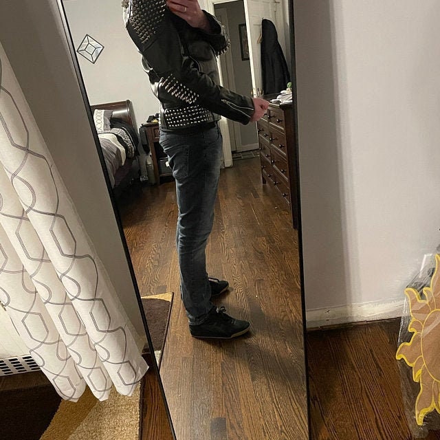 Black Punk Silver Spiked Leather Jacket