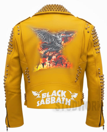 Sun Riot Gold-Studded Punk Leather Jacket