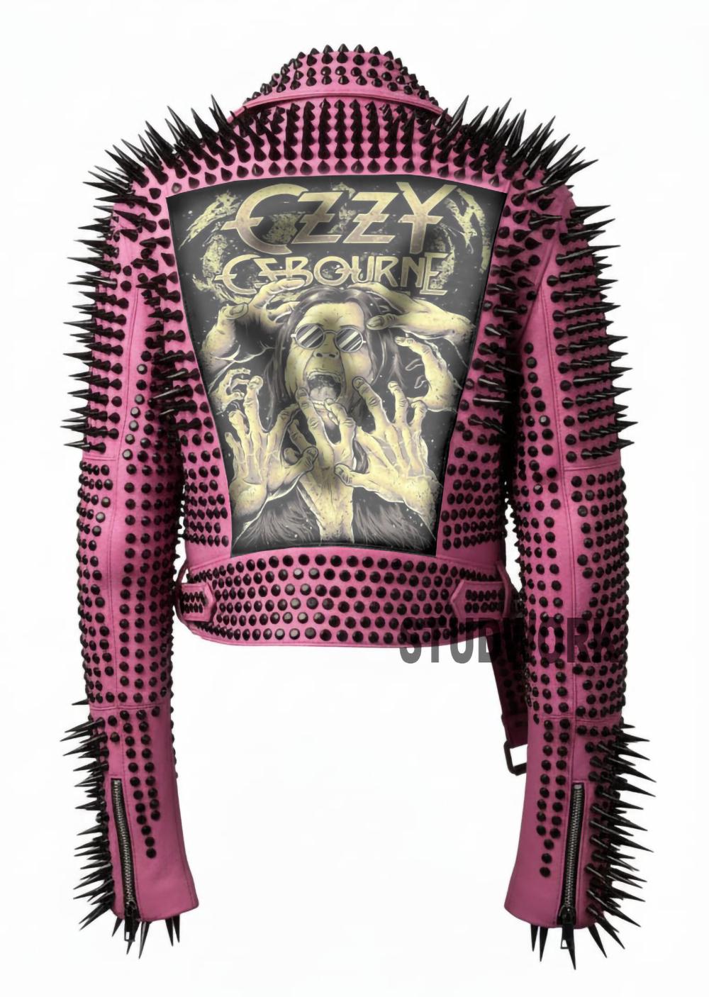 Pink Riot CZZY Spiked Brando Leather Jacket