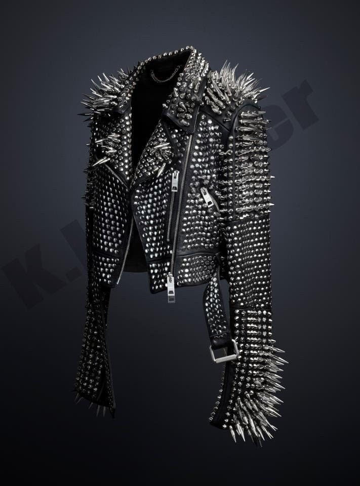 Rockers Punk Silver Long Spiked Studded  Jacket