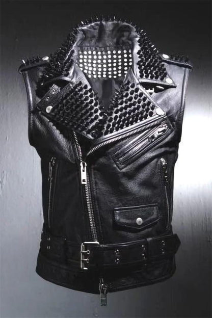 Onyx Riot Spiked Leather Vest