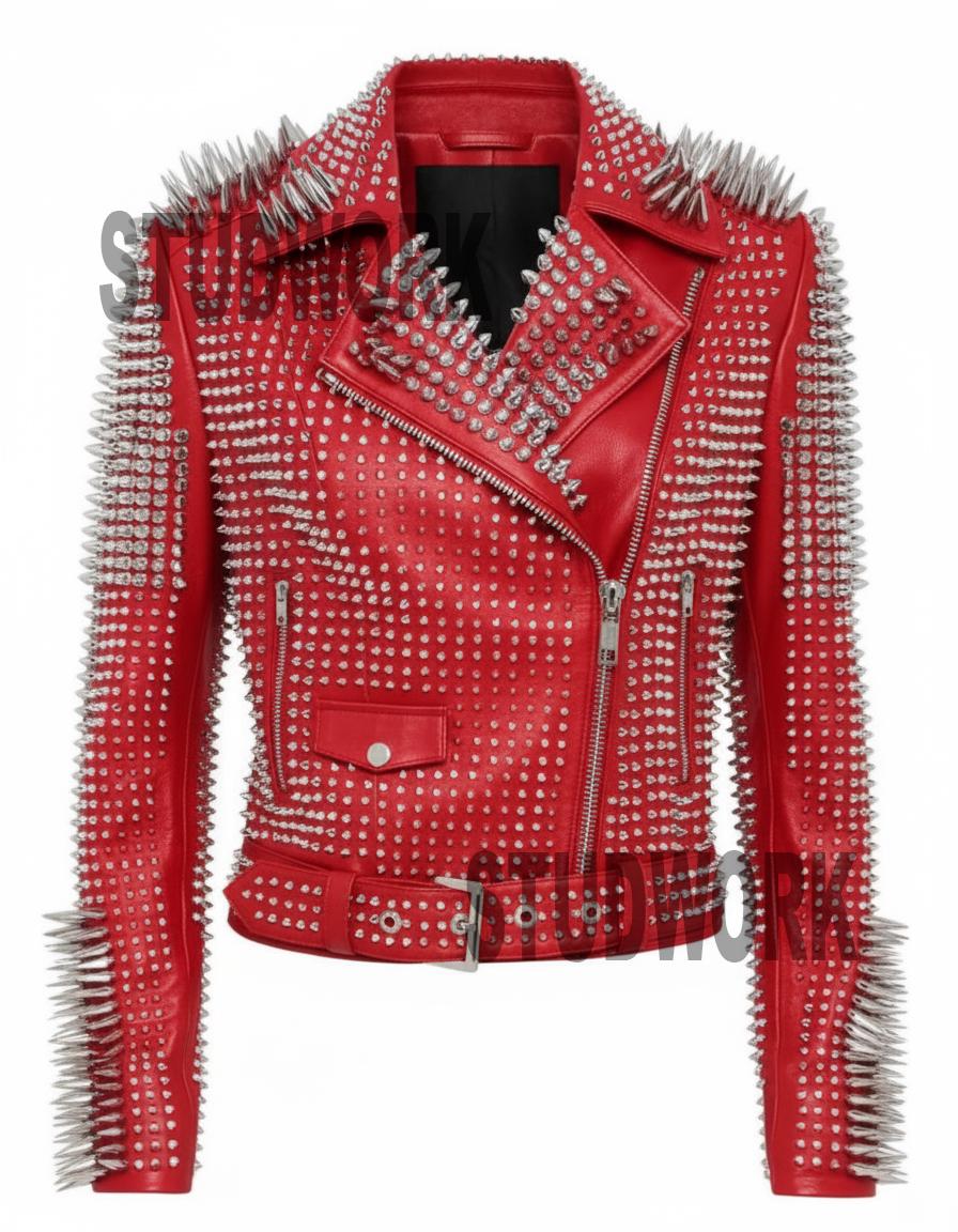 Crimson Dominion Spiked Leather Jacket