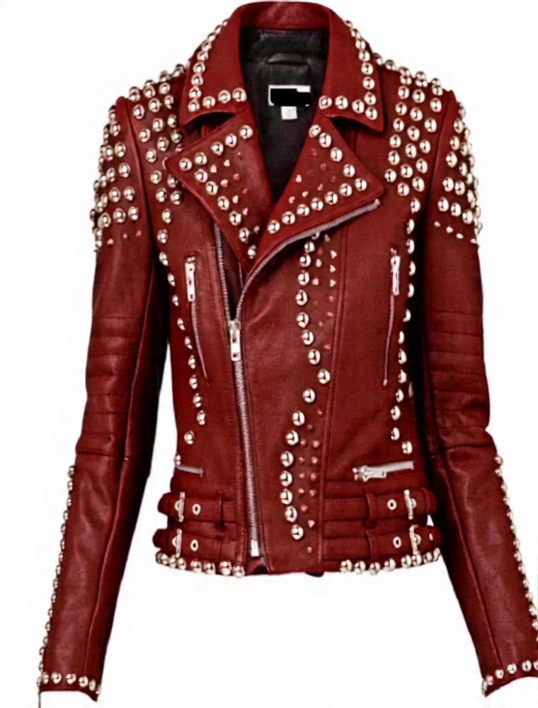 Midnight Surge Studded Biker Leather Jacket