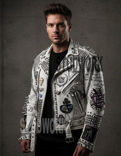 Spectral Dominion Studded Leather Biker Jacket