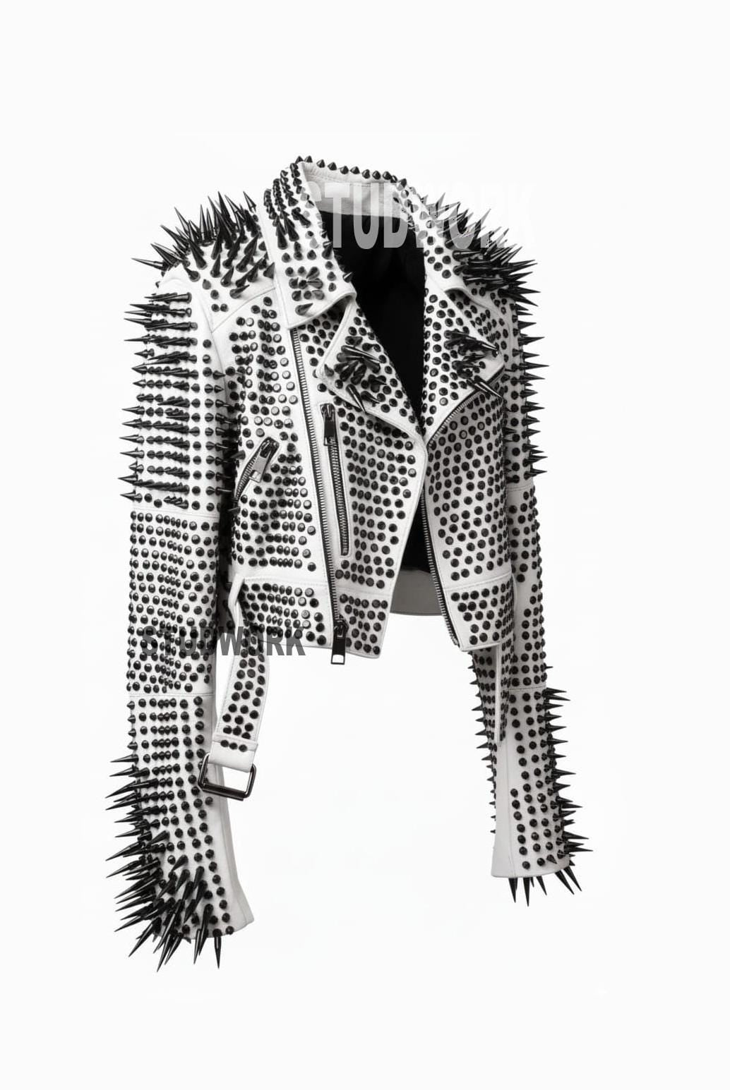 White Inferno Iron Maiden Spiked Brando Jacket