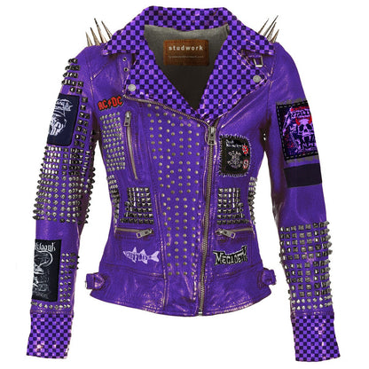 Steampunk Spiked Patchwork Leather Jacket