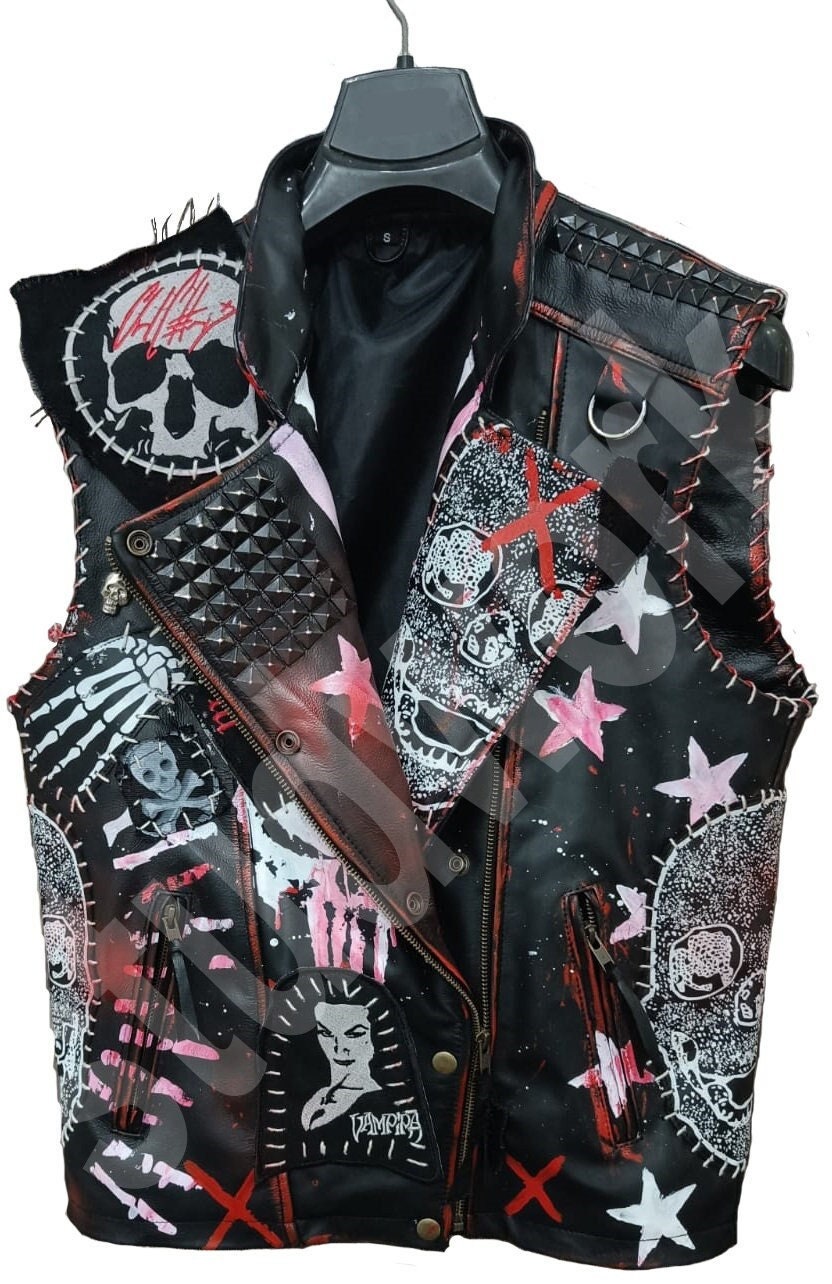 Obsidian Pyramid Studded Leather Biker Vest