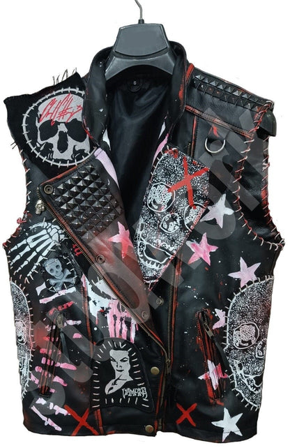 Obsidian Pyramid Studded Leather Biker Vest