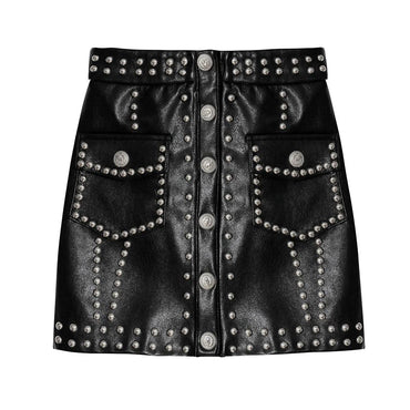 Black Studded Leather Shorts