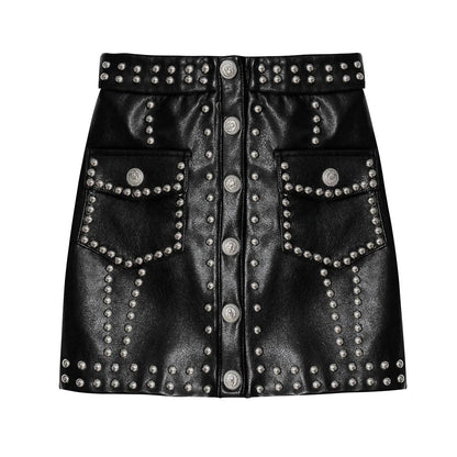 Black Studded Leather Shorts