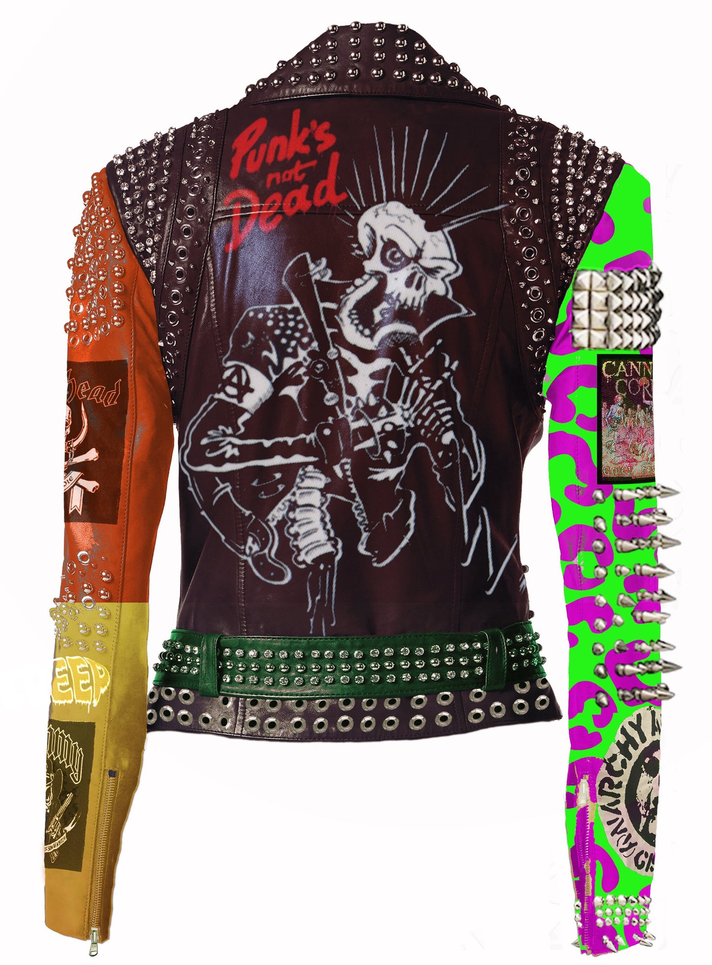Heavy Studded Punk Rock Patchwork Jacket