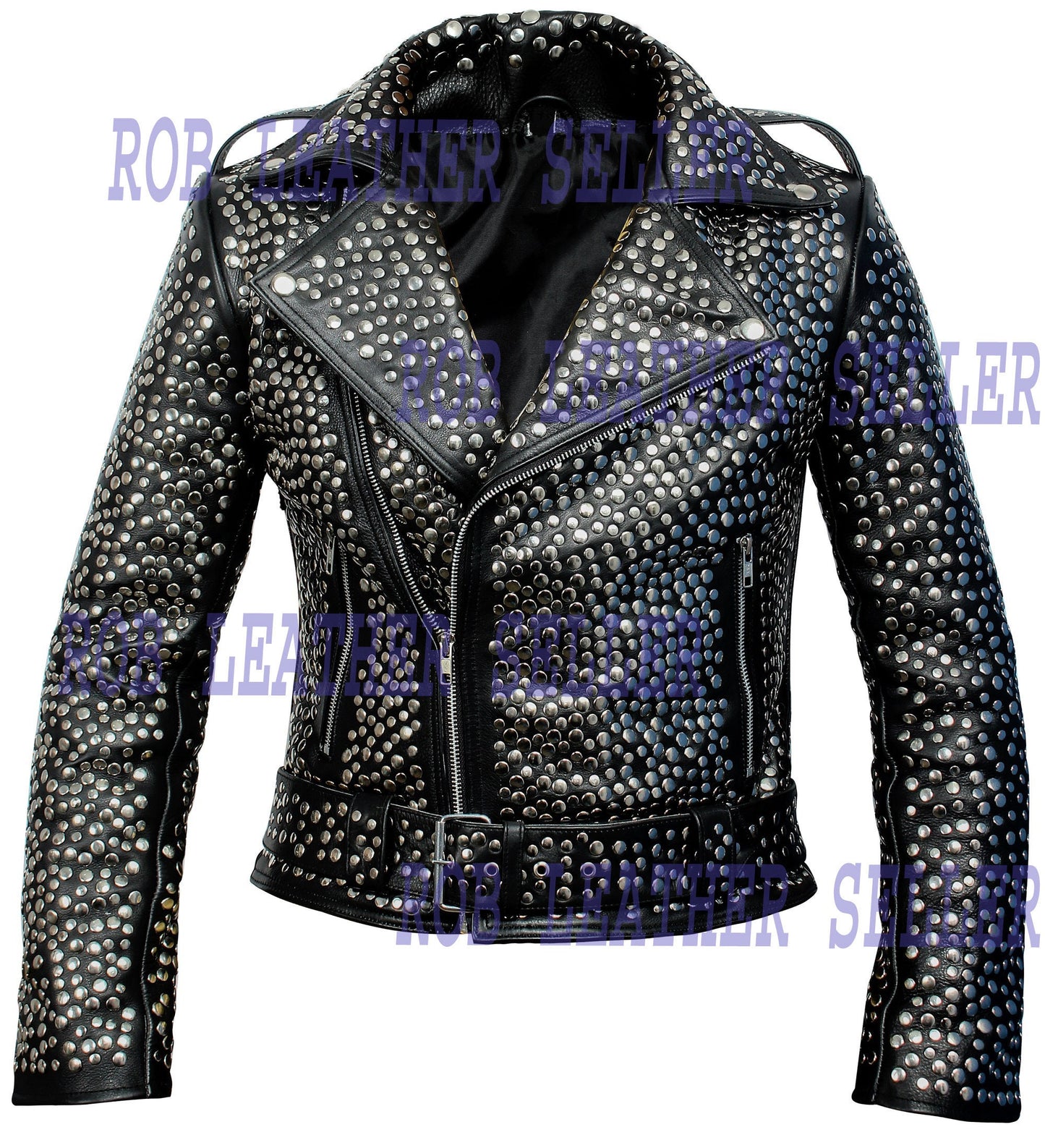 Midnight Authority Studded Leather Brando Jacket