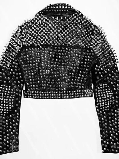 Silver Studded Brando Leather Jacket