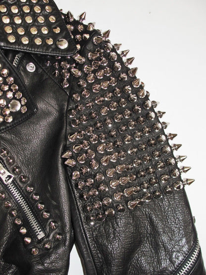 Midnight Alloy Silver-Studded Leather Jacket