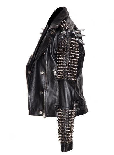 Black Silver Spiked Leather Jacket