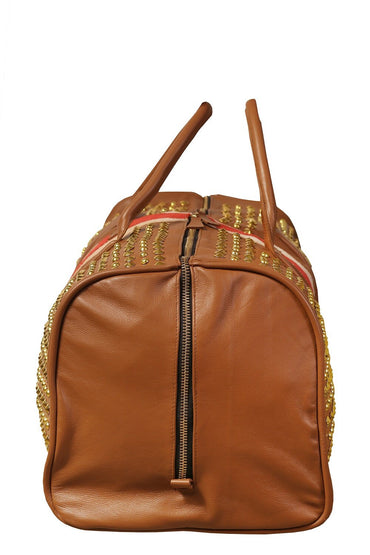 Sahara Forge Gold Studded Leather Weekender Tool Bag