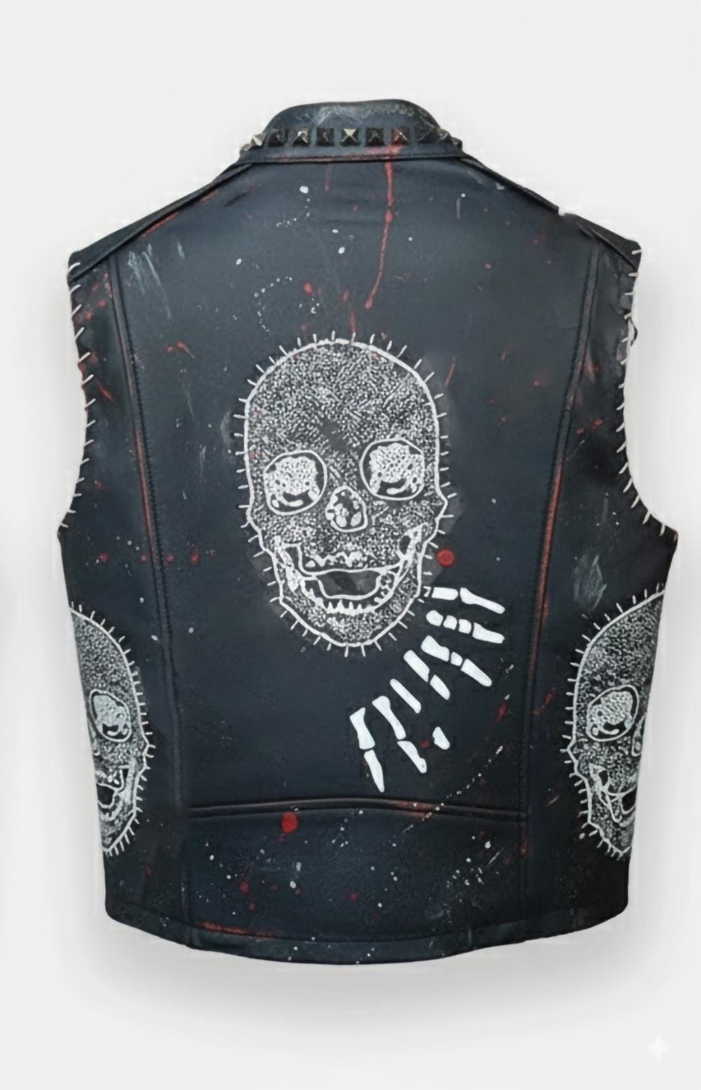 Anarchy Canvas Hand-Painted Studded Leather Vest
