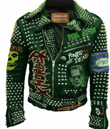 Emerald Anathema Punk Brando Studded Leather Jacket