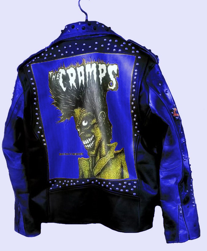 Electric Cramps Two-Tone Studded Leather Biker Jacket