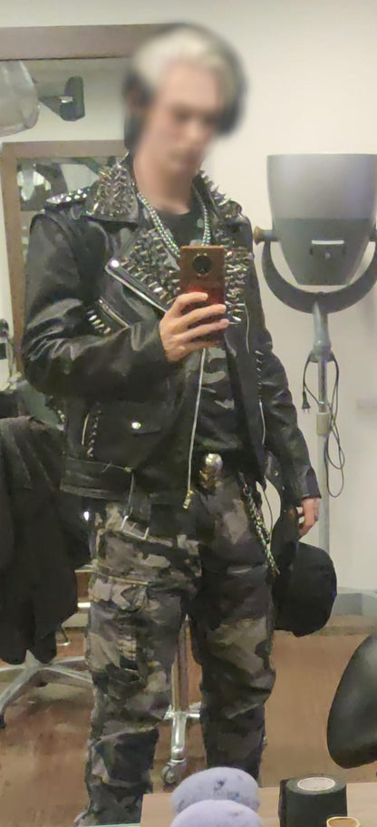 Black Gunmetal Spiked Skull Jacket