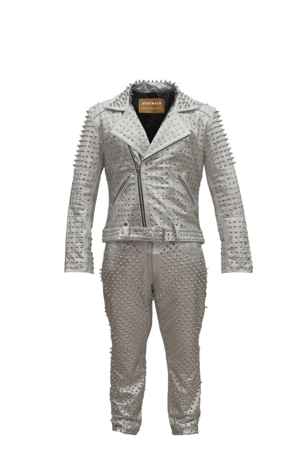 Men’s Punk Steampunk Studded Leather Suit (Jacket & Pants)