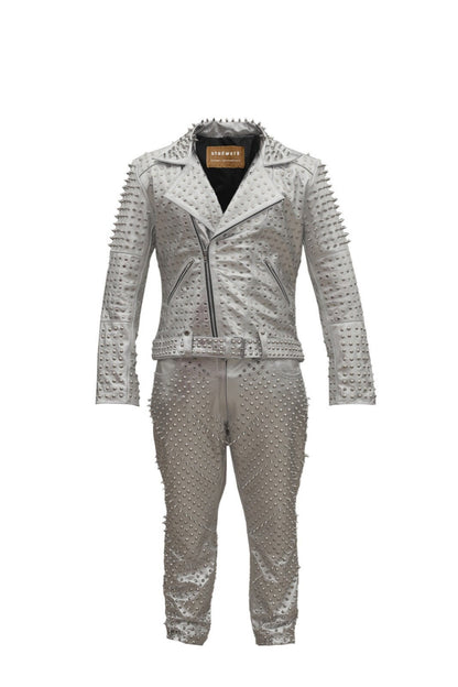 Men’s Punk Steampunk Studded Leather Suit (Jacket & Pants)