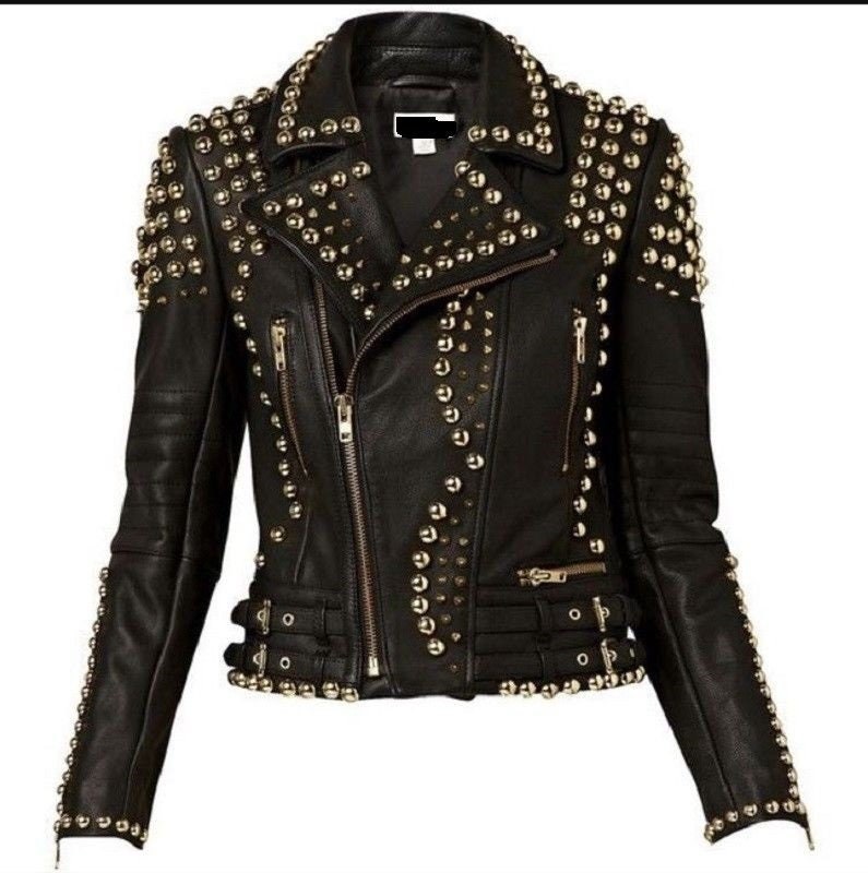 Silver Studded  Leather Jacket