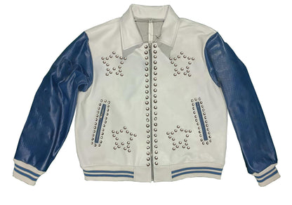 Rebel’s Anthem Two-Tone Studded Leather Jacket