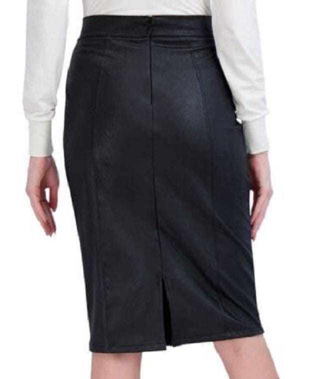 Midnight Grace Leather Knee Skirt